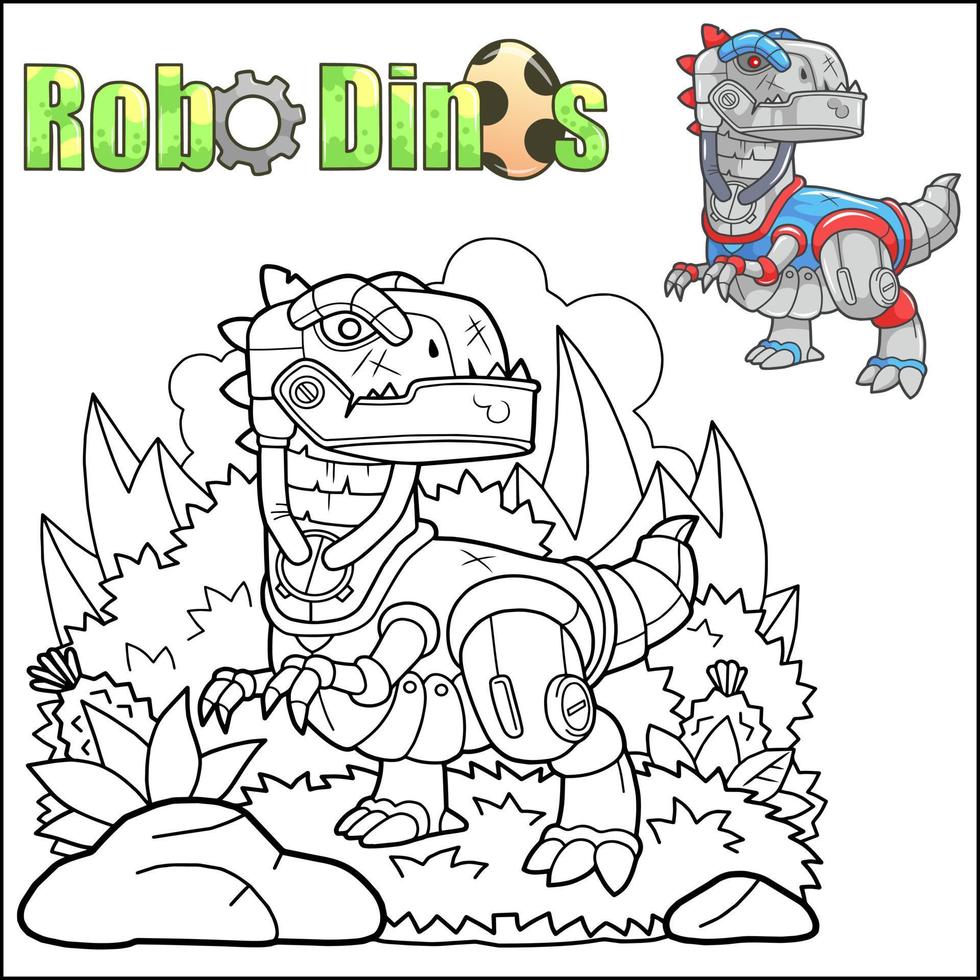 tekenfilm robot dinosaurus kleur boek vector