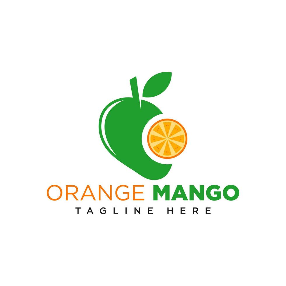 oranje mango fruit vector illustratie logo