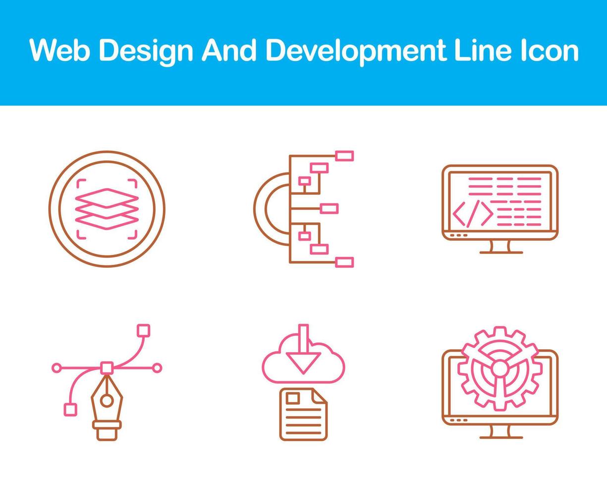 web ontwerp en ontwikkeling vector icoon reeks