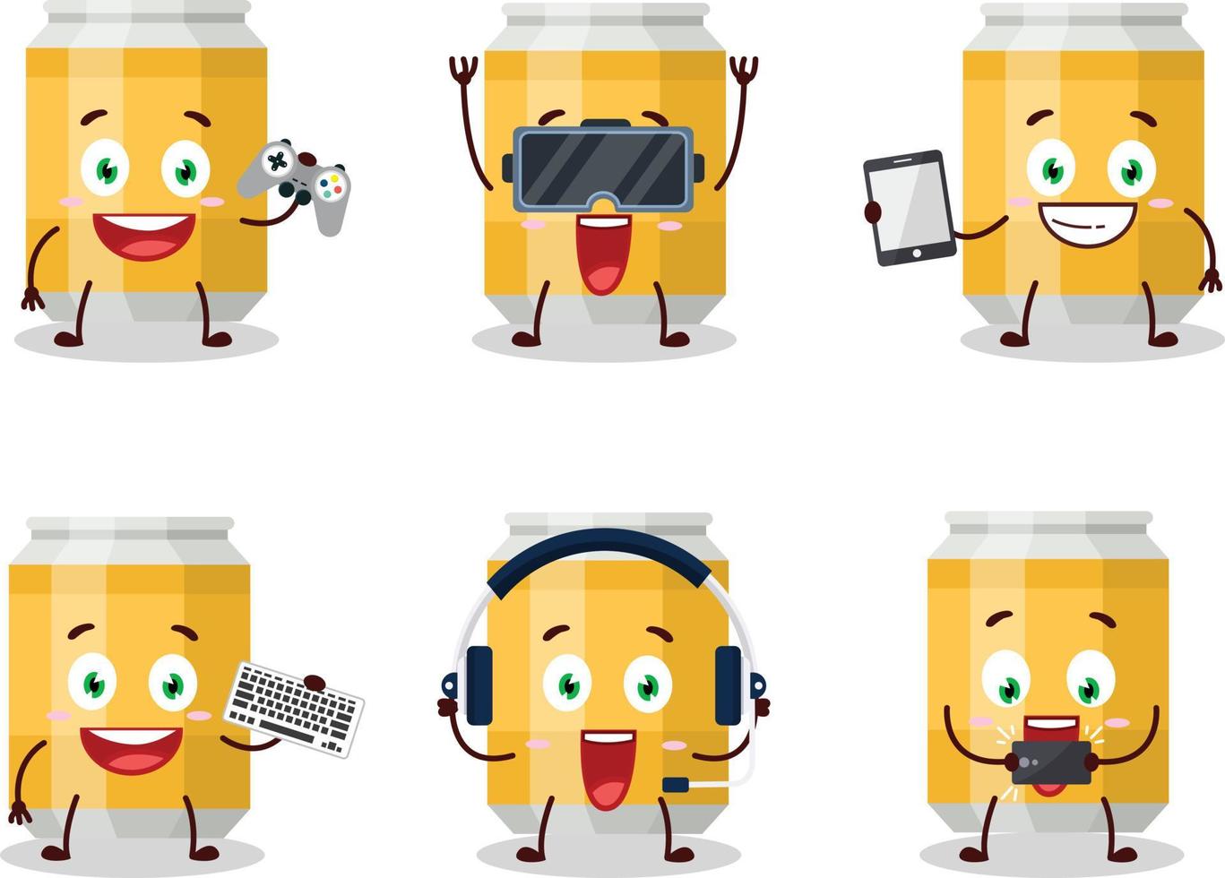 bier kan tekenfilm karakter zijn spelen spellen met divers schattig emoticons vector