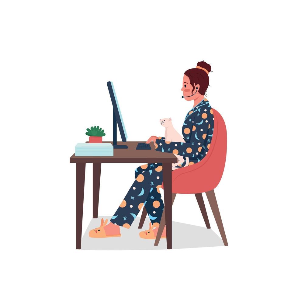 freelancemedewerker in pyjama's egale kleur vector gedetailleerd karakter