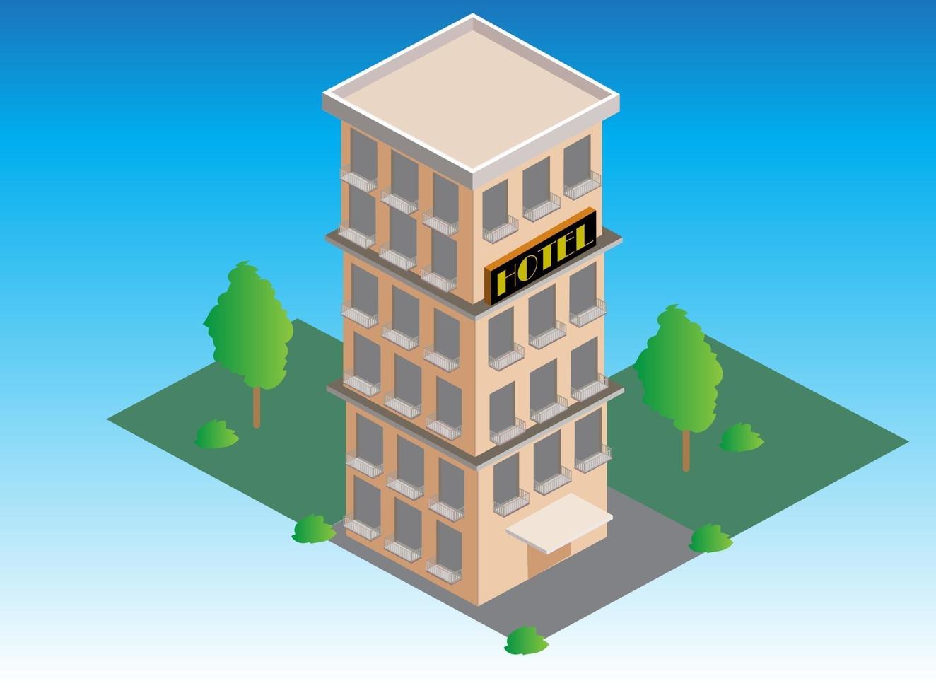 isometrische hotelgebouw illustratie vector