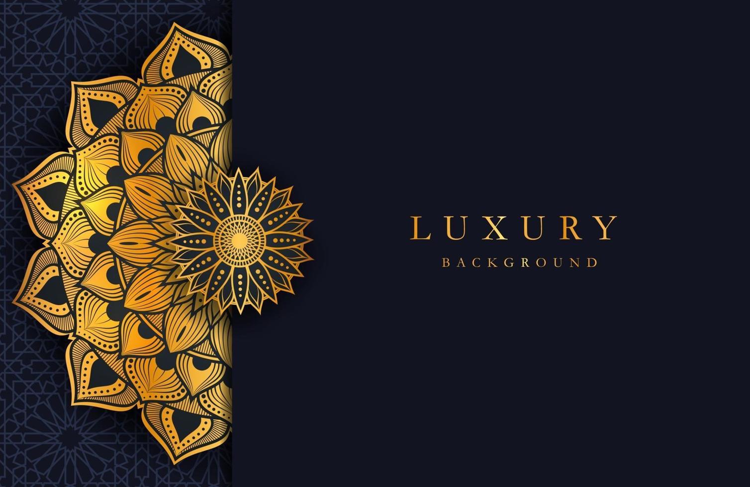 luxe achtergrond met gouden islamitische arabesque mandala ornament op donkere ondergrond vector