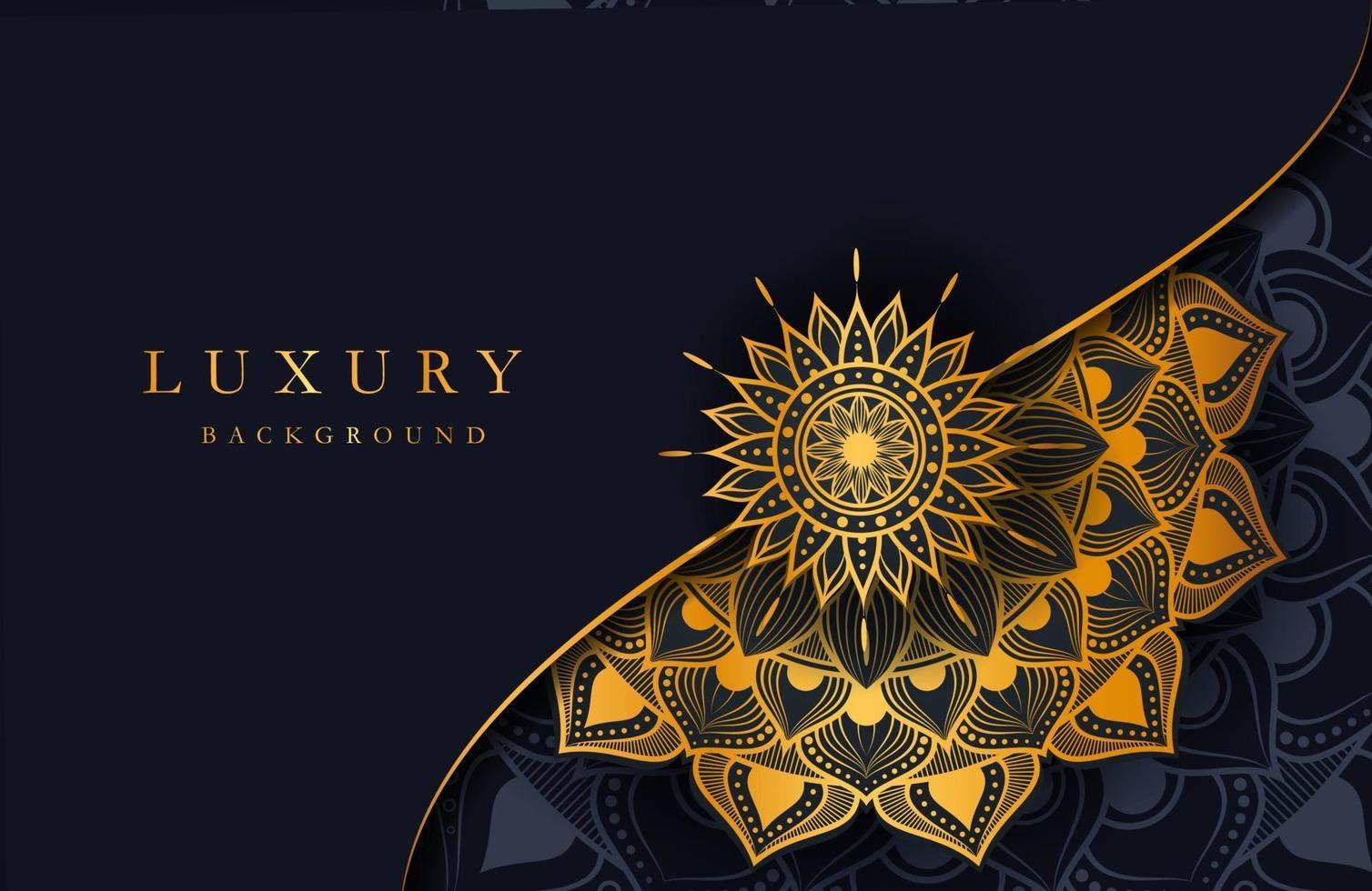 luxe achtergrond met gouden islamitische arabesque mandala ornament op donkere ondergrond vector
