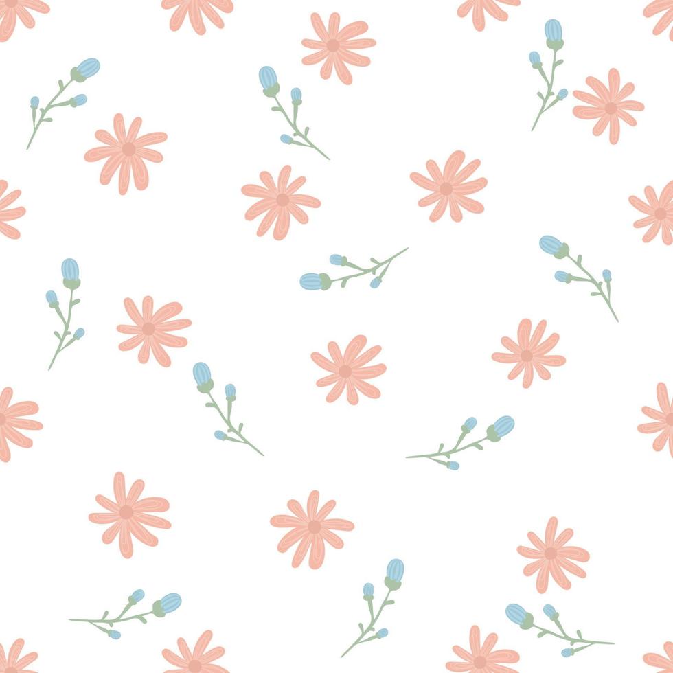 schattig hand getrokken kleine bloemen naadloze patroon. vector