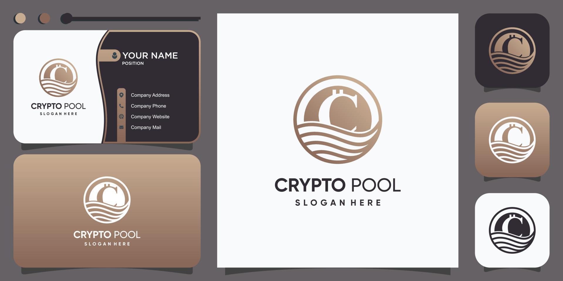 crypto zwembad logo ontwerp met creatief modern stijl idee vector