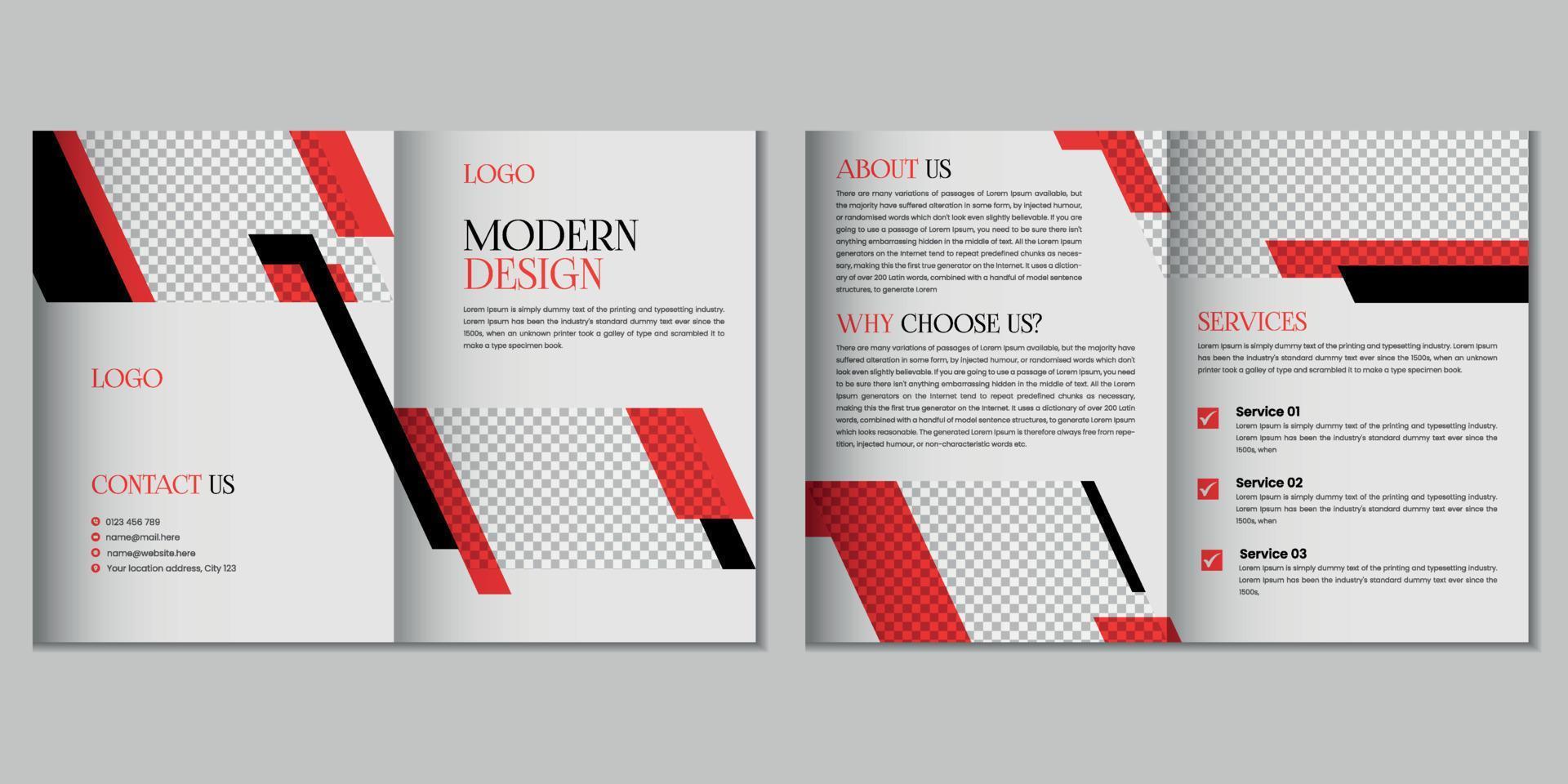 bedrijf tweevoudig brochure sjabloon ontwerp met meetkundig kleurrijk vorm vector