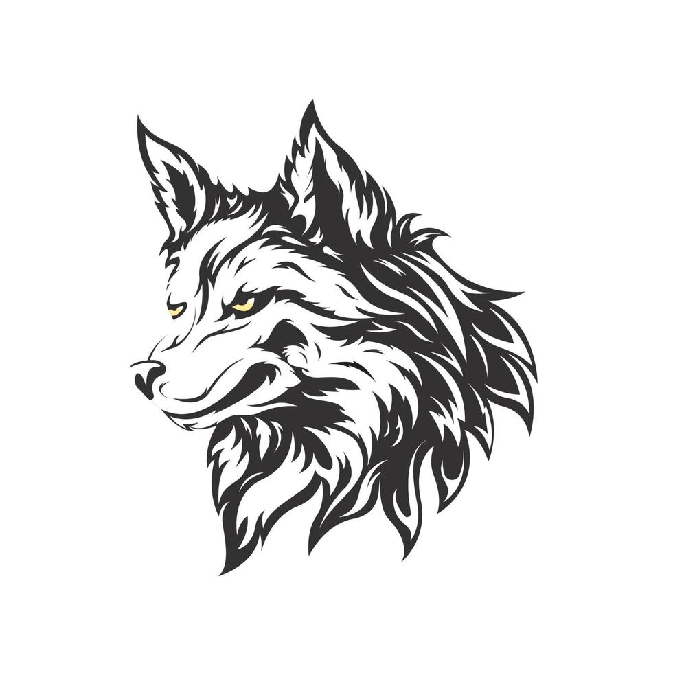 wijnoogst wolf logo ontwerp sjabloon vector illustratie