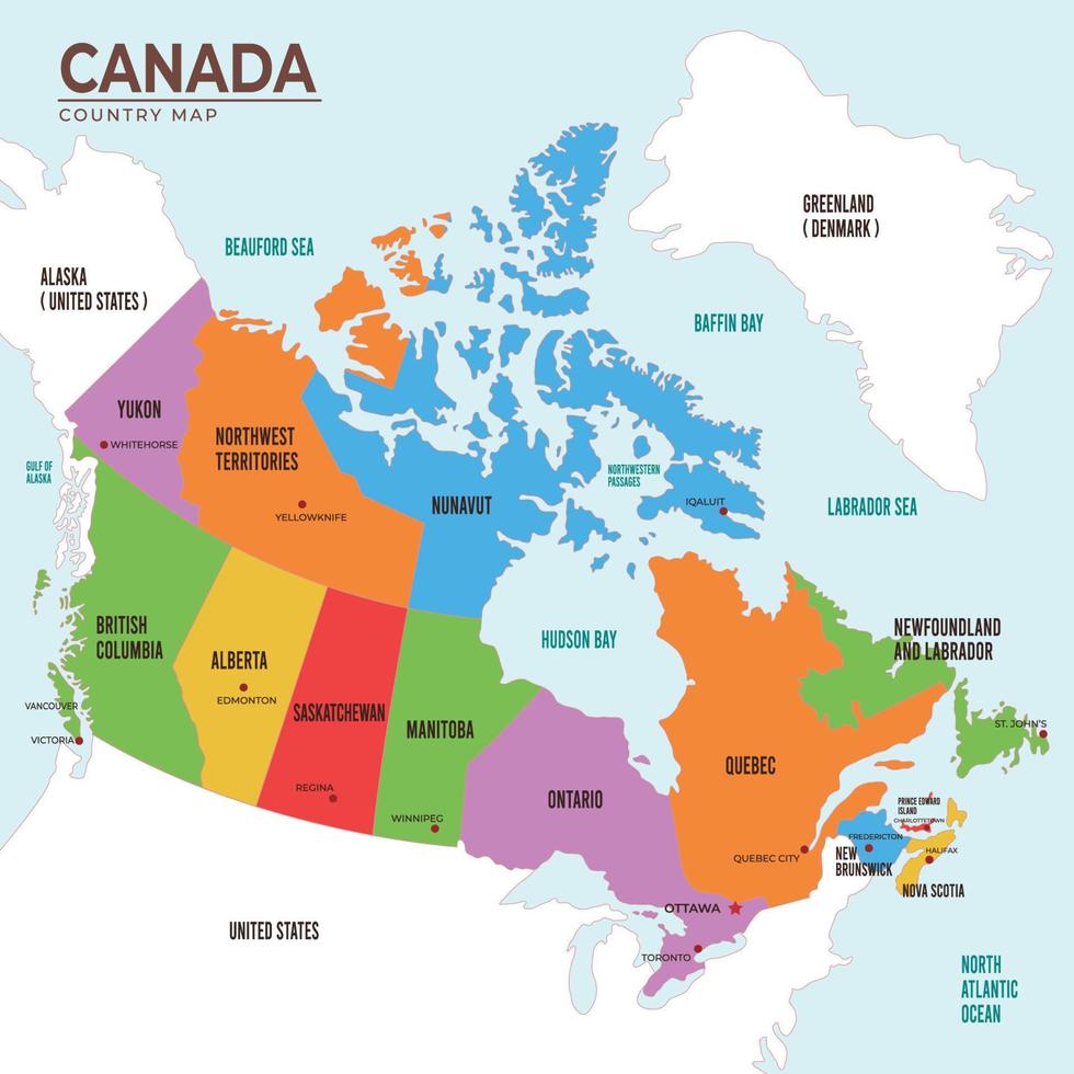 gedetailleerd land kaart van Canada vector