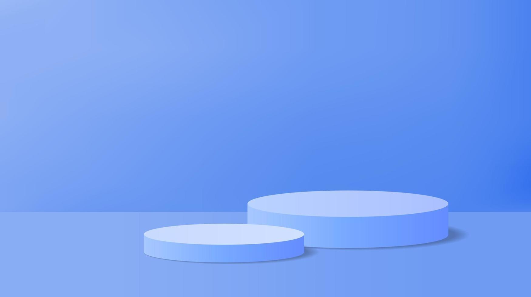 abstract blauw Product Scherm achtergrond met 3d geven cilinder voetstuk podium. blauw minimaal kamer tafereel voor Product Scherm presentatie. meetkundig stadium platform vector