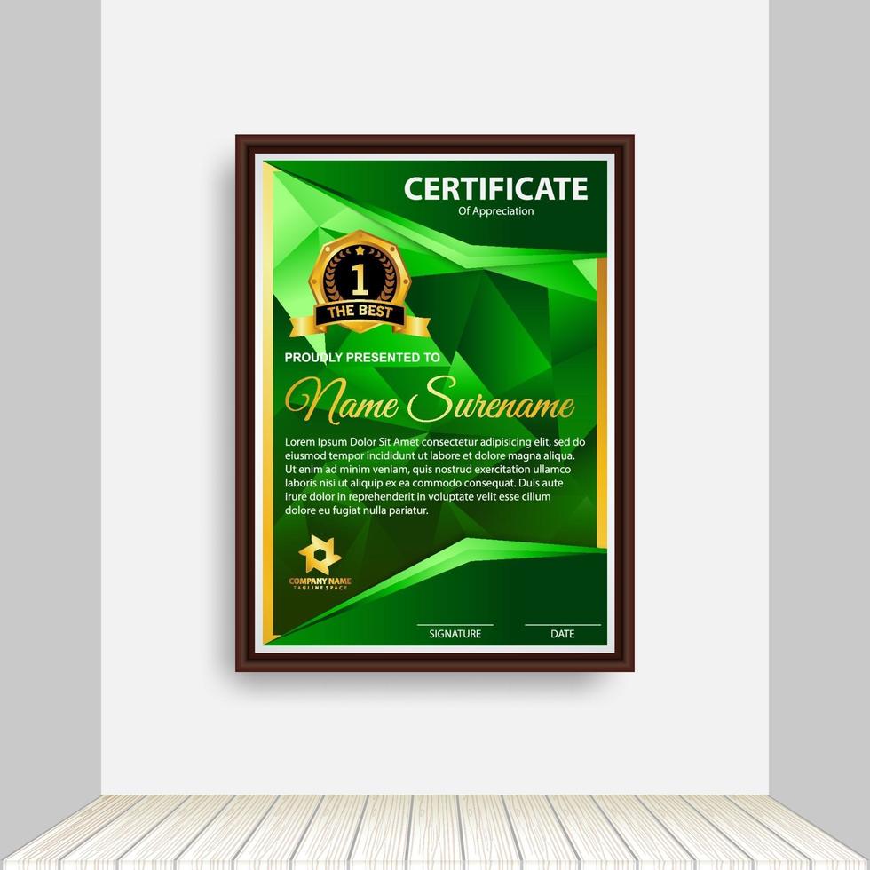 professioneel certificaatsjabloon diploma award ontwerp. indoor achtergrond. vector