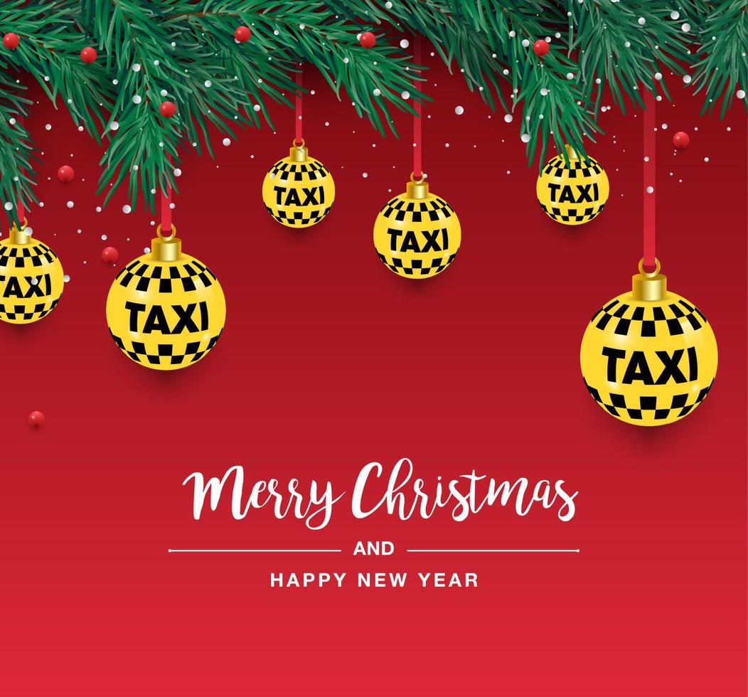 een mooi Kerstmis boom in de vector. illustratie voor een taxi poster. nieuw jaren en kerstmis. taxi, auto. vector illustratie