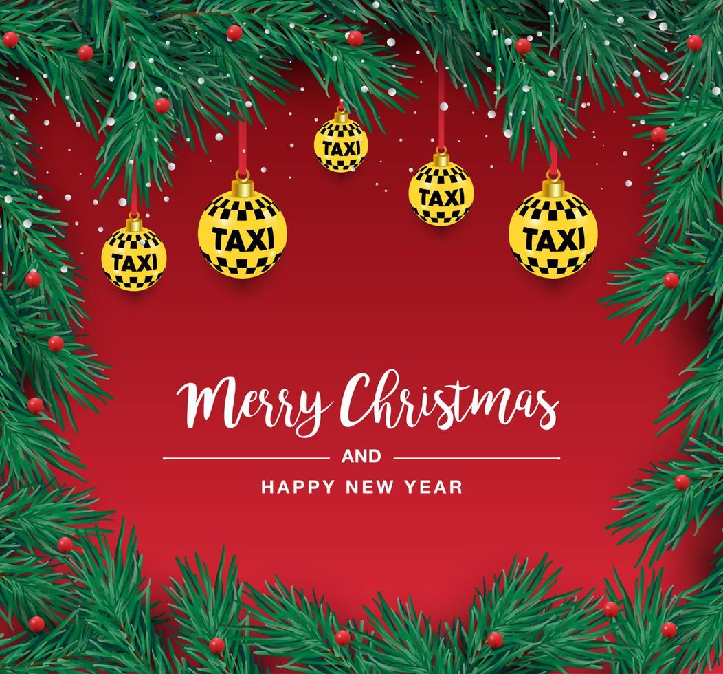 een mooi Kerstmis boom in de vector. illustratie voor een taxi poster. nieuw jaren en kerstmis. taxi, auto. vector illustratie