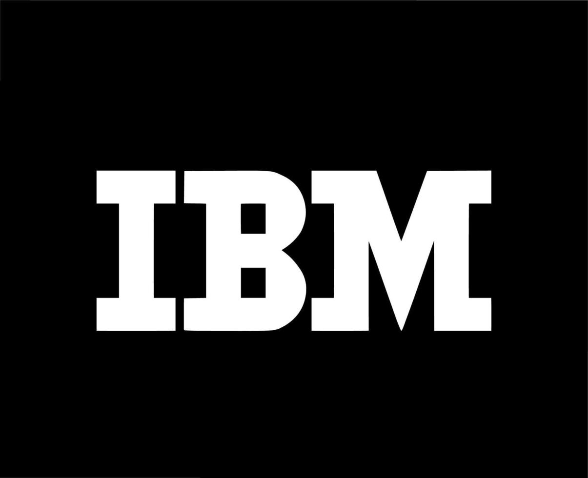 ibm logo merk software computer symbool wit ontwerp vector illustratie met zwart achtergrond