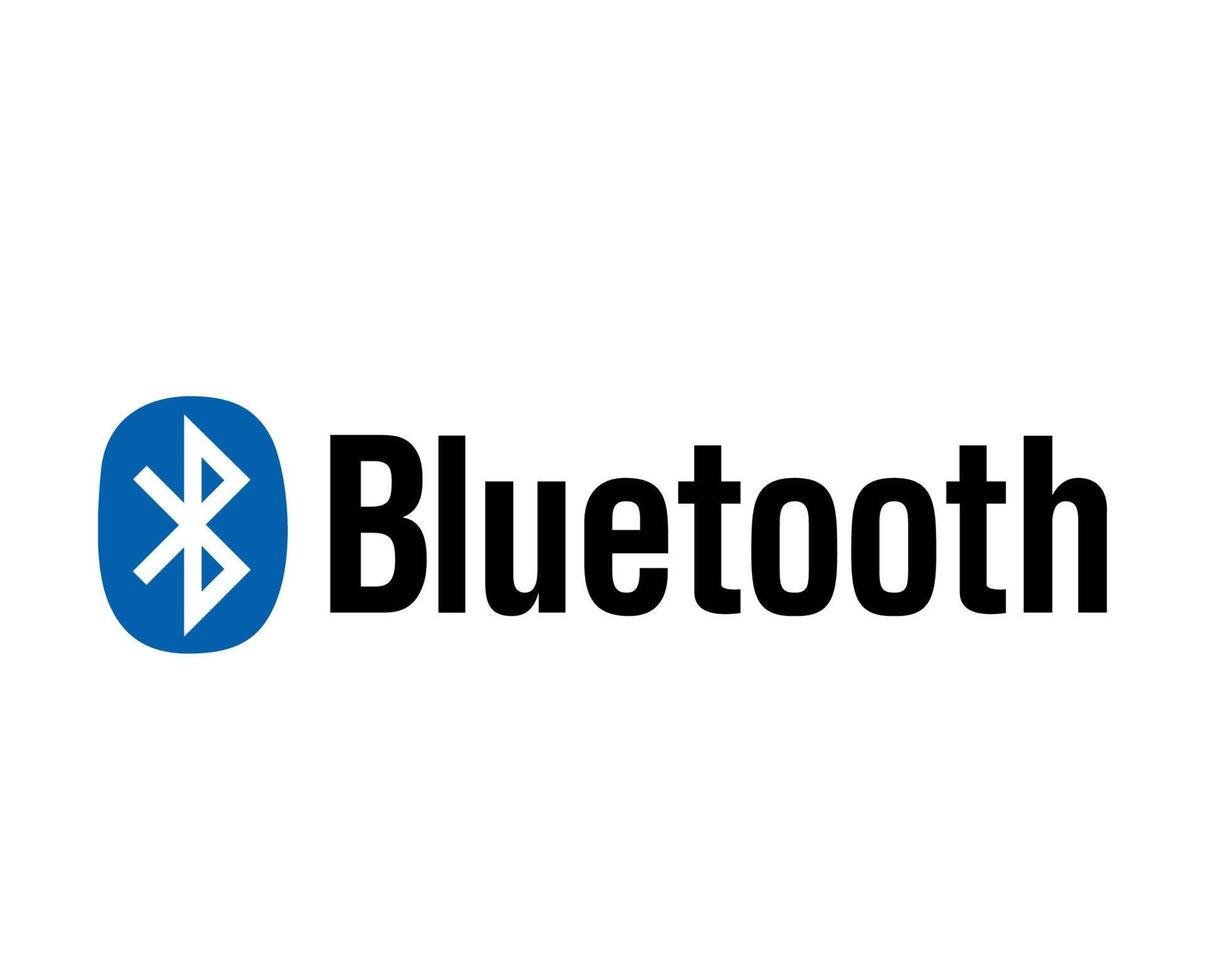 Bluetooth icoon logo symbool blauw met naam zwart ontwerp vector illustratie