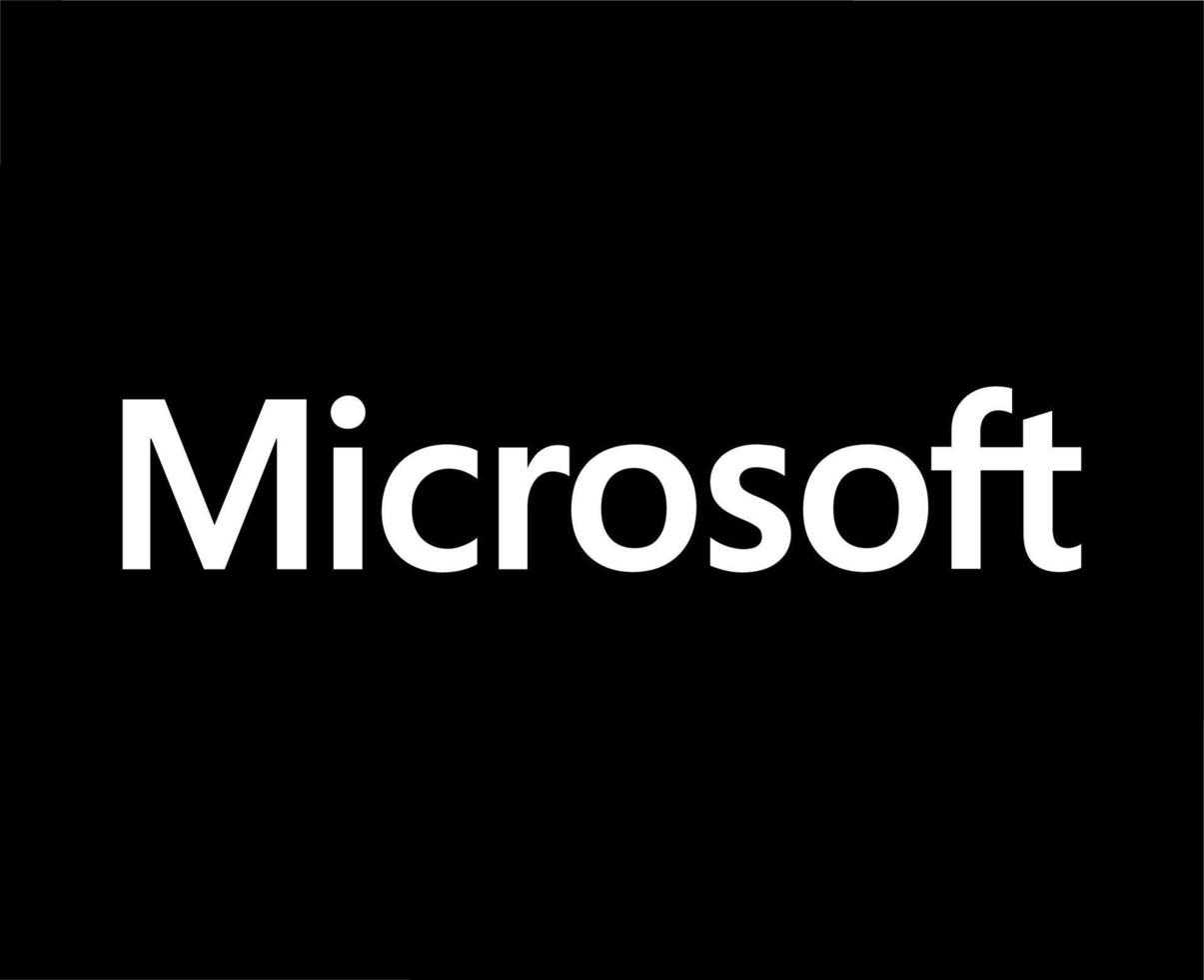 microsoft software logo merk symbool naam wit ontwerp vector illustratie met zwart achtergrond