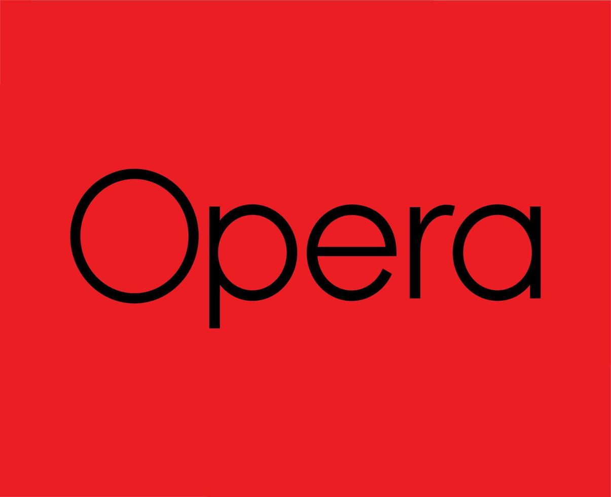 opera browser symbool merk logo naam zwart ontwerp software illustratie vector met rood achtergrond