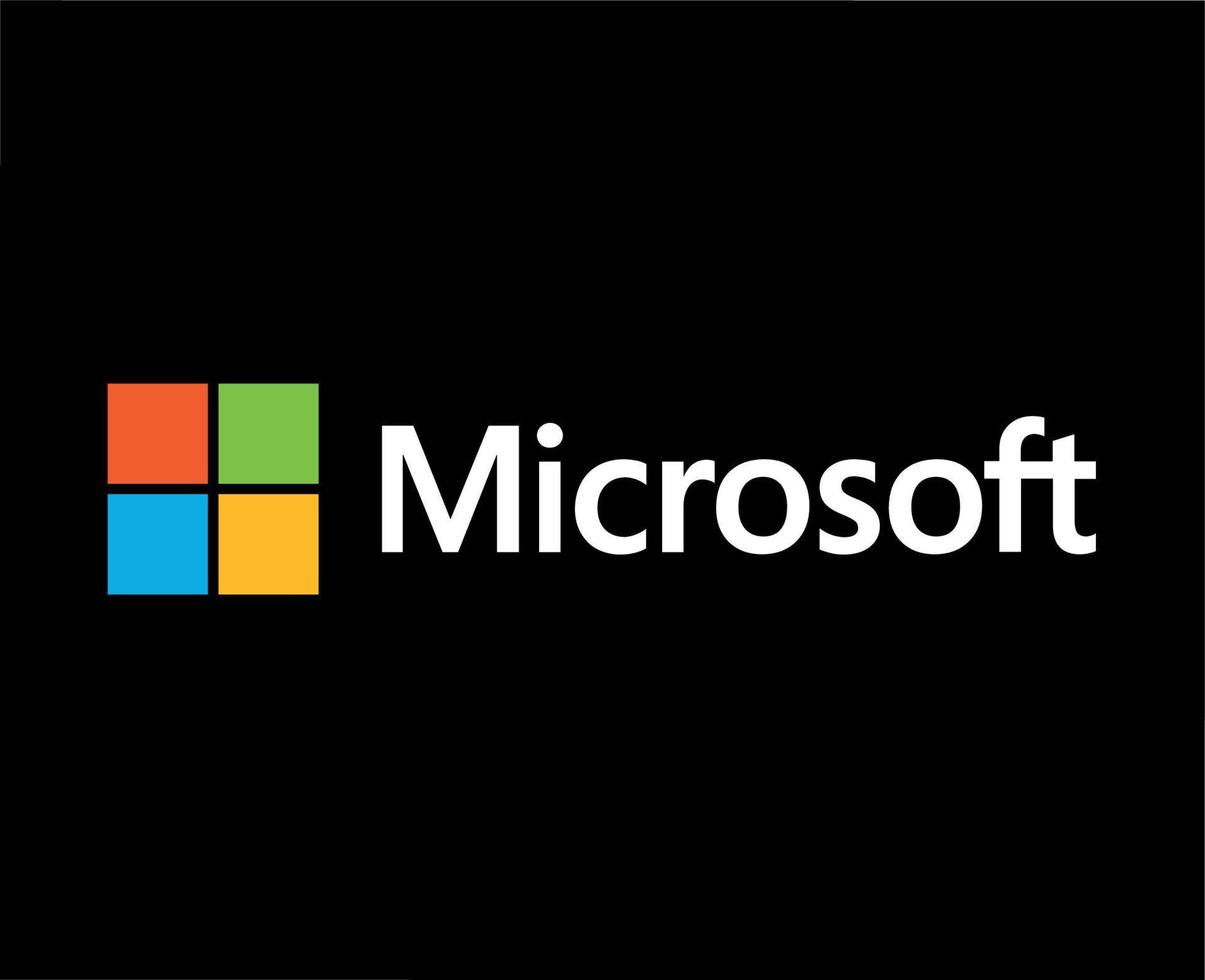 microsoft software logo merk symbool met naam ontwerp vector illustratie met zwart achtergrond