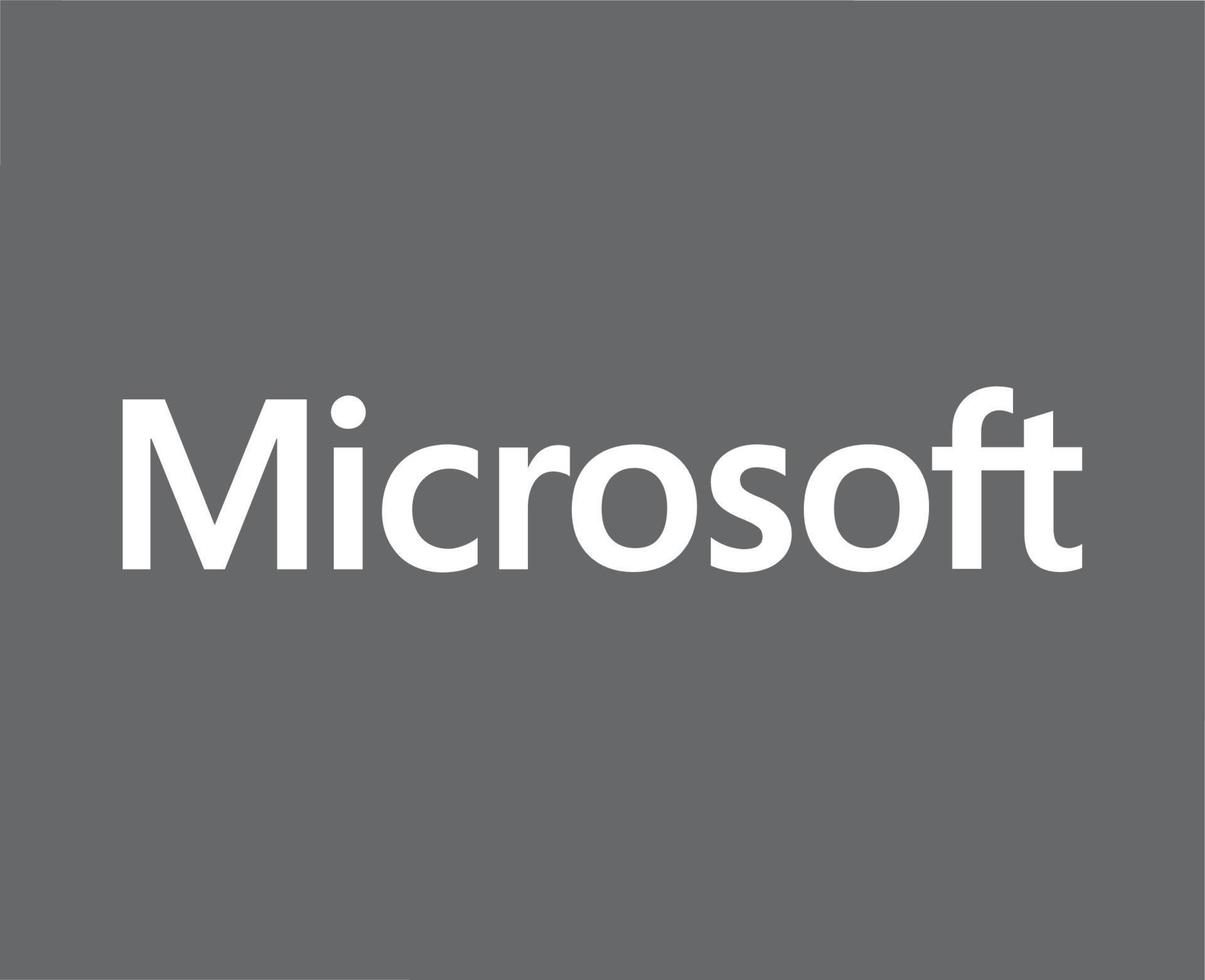 microsoft software logo merk symbool naam wit ontwerp vector illustratie met grijs achtergrond