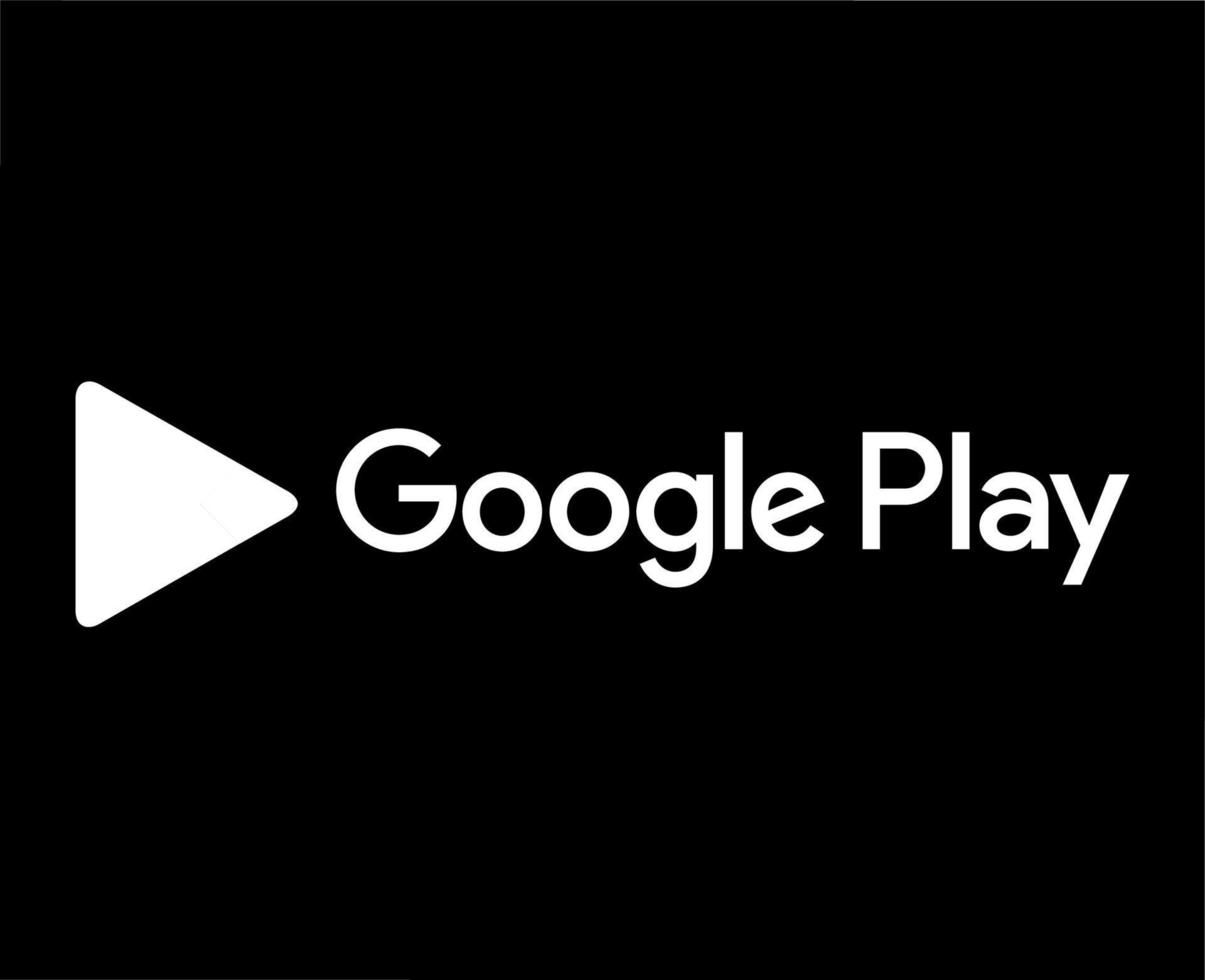 google Speel mobiel logo symbool met naam wit ontwerp software telefoon vector illustratie met zwart achtergrond