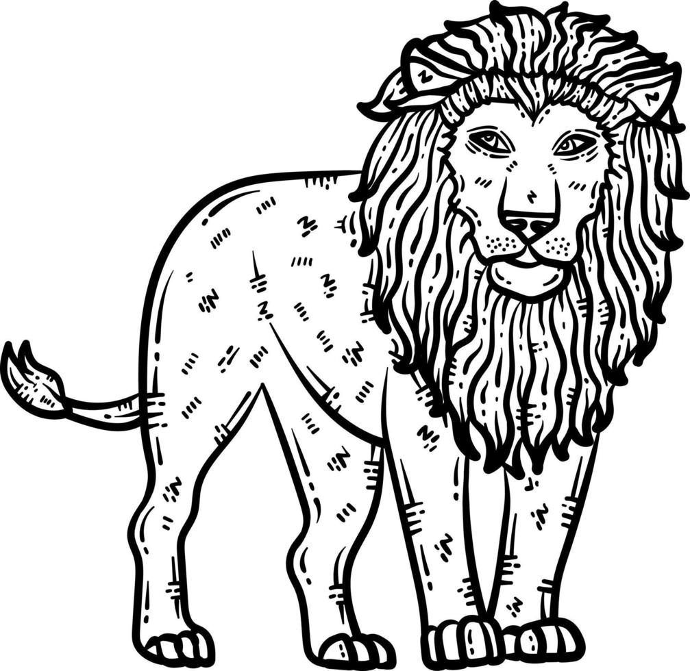 leeuw dier kleur bladzijde voor volwassen vector