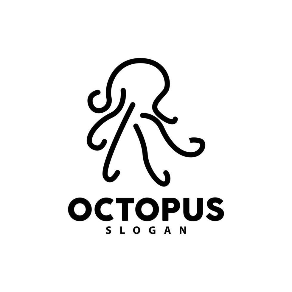 Octopus logo, zee dieren vector, zeevruchten ingrediënten inktvis tentakels icoon silhouet ontwerp vector