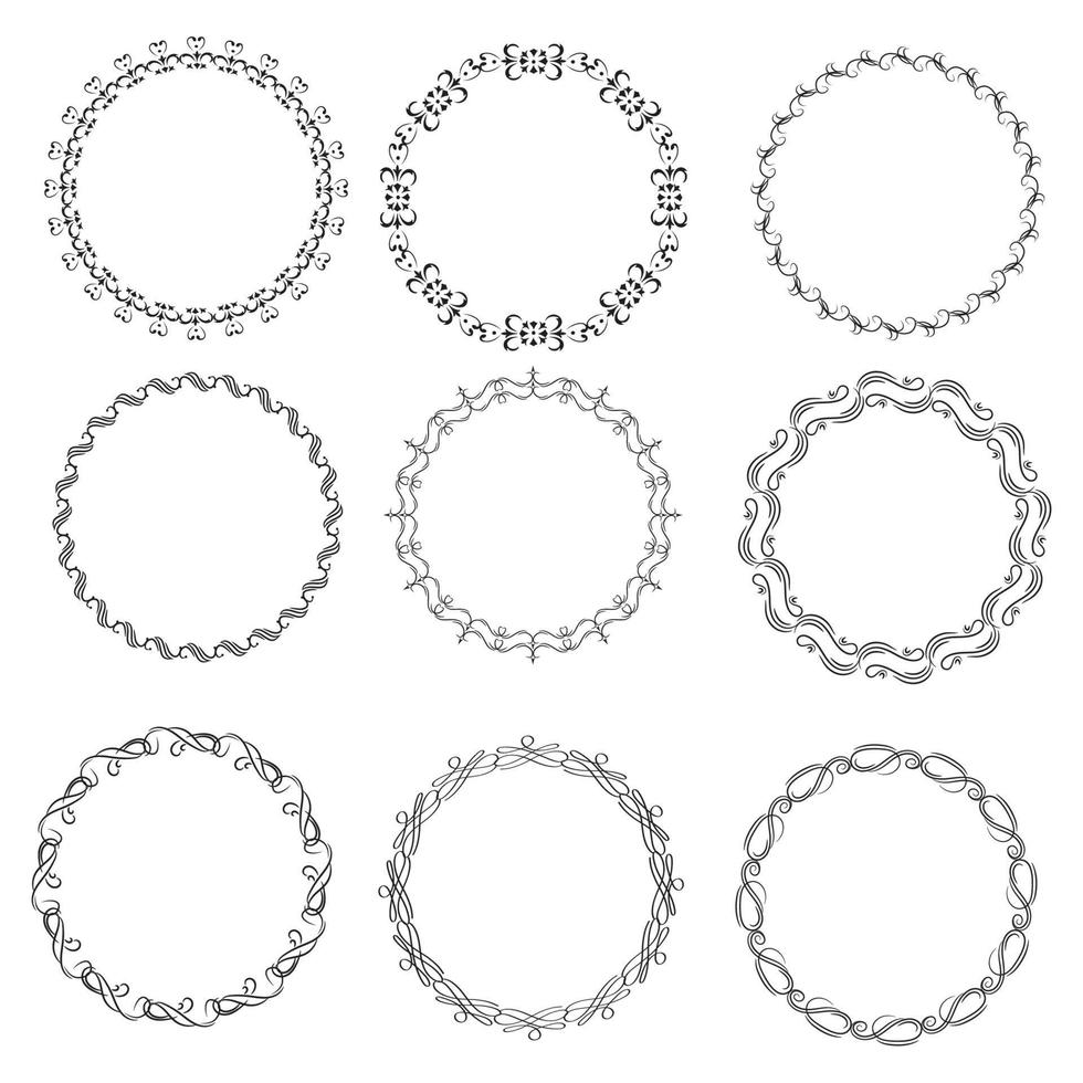 bloemen kransen, groot reeks van bloemen ronde kaders vector illustratie. perfect voor uitnodigingen, groet kaarten, citaten, blogs, bruiloft lijsten, posters en meer