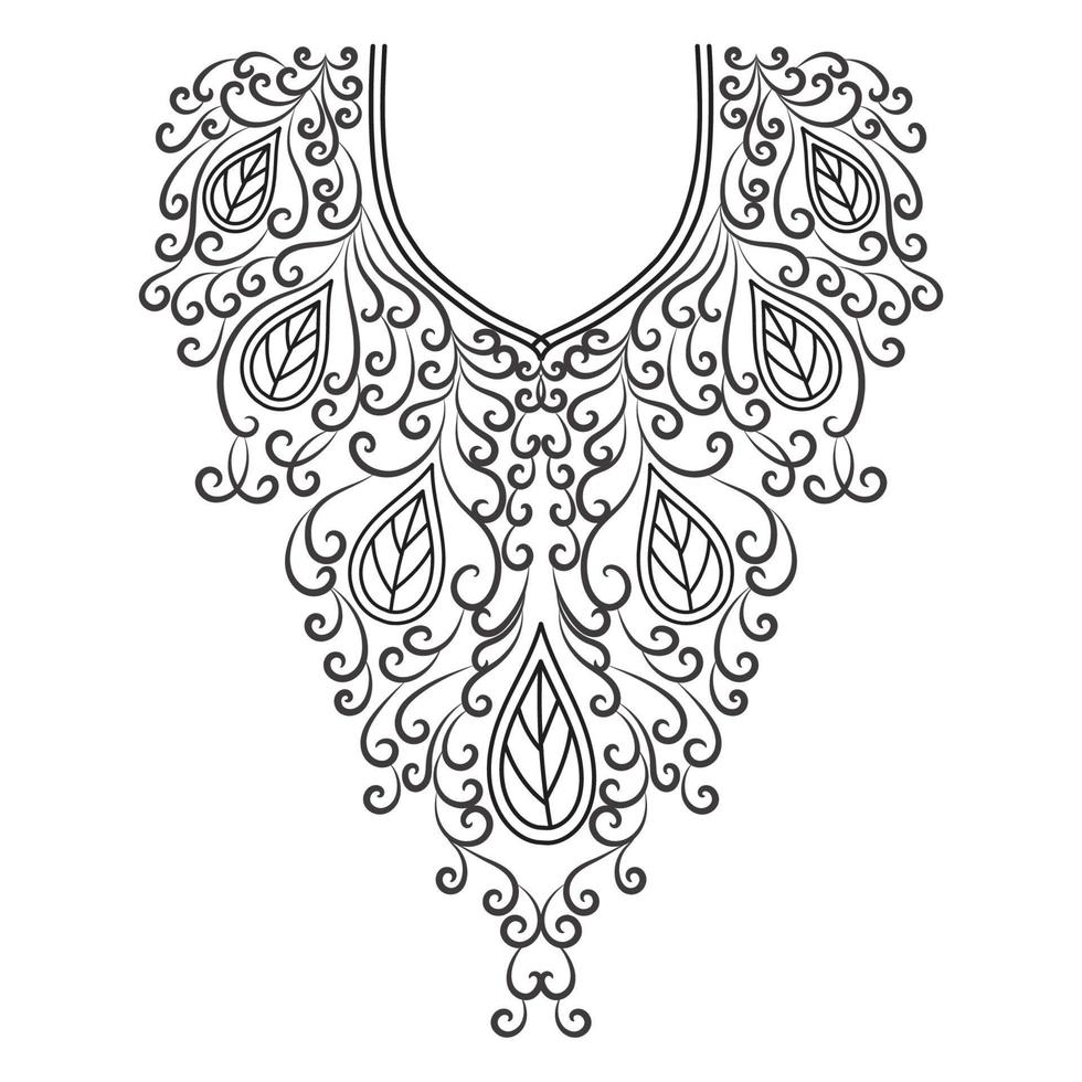 textiel kleding stof nek ontwerp, patroon traditioneel, bloemen ketting borduurwerk ontwerp voor mode Dames kleding halslijn ontwerp voor textiel afdrukken. vector