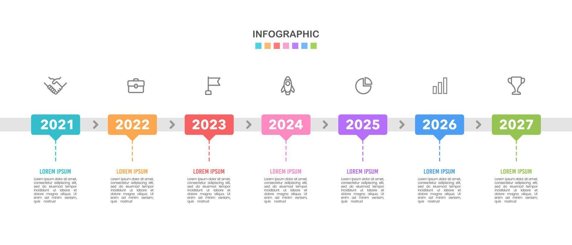 infographic tijdlijn 7e verjaardag. vector illustratie.