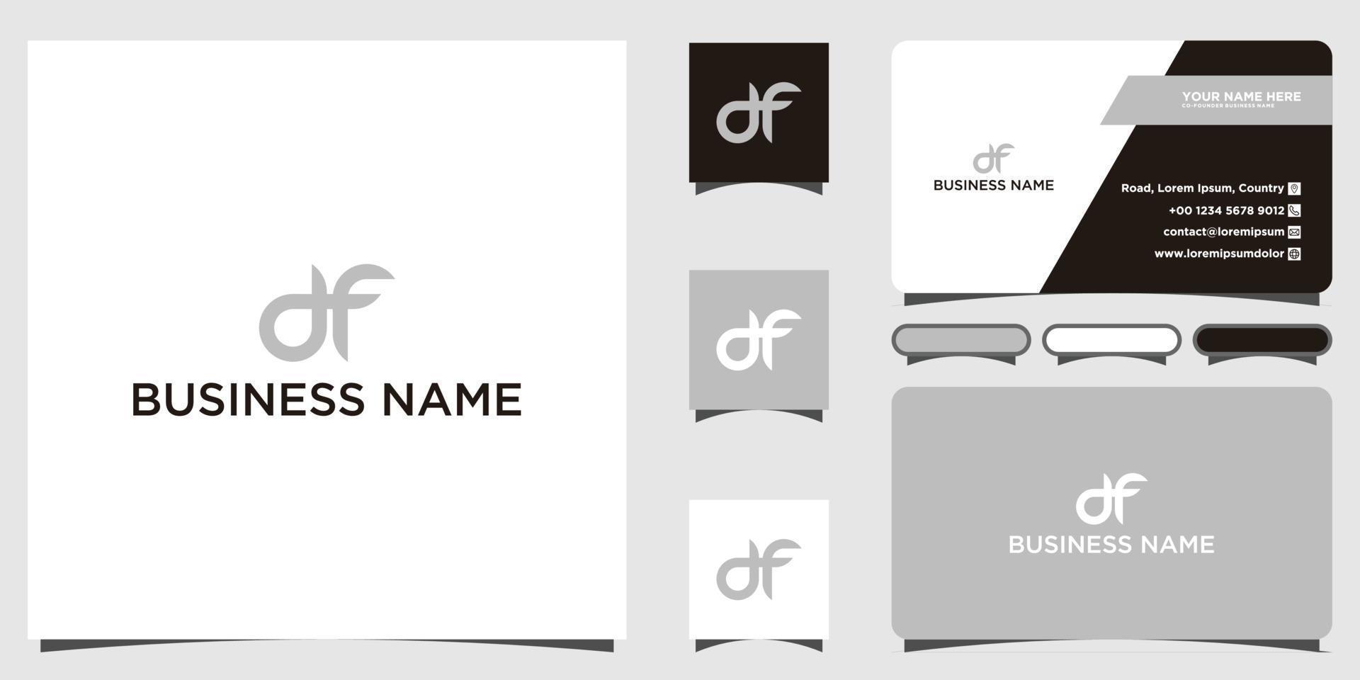 brief d f of van monogram logo met bedrijf kaart ontwerp vector