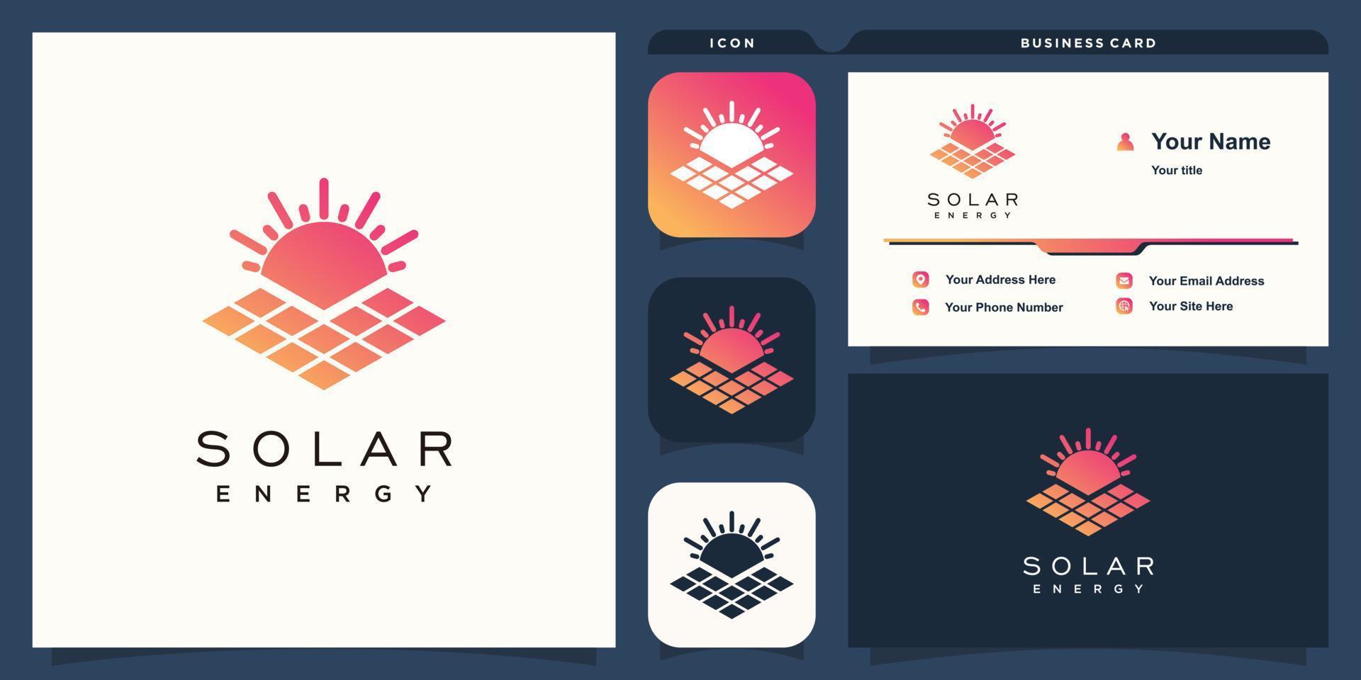 solar tech logo sjabloon met creatief concept premium vector