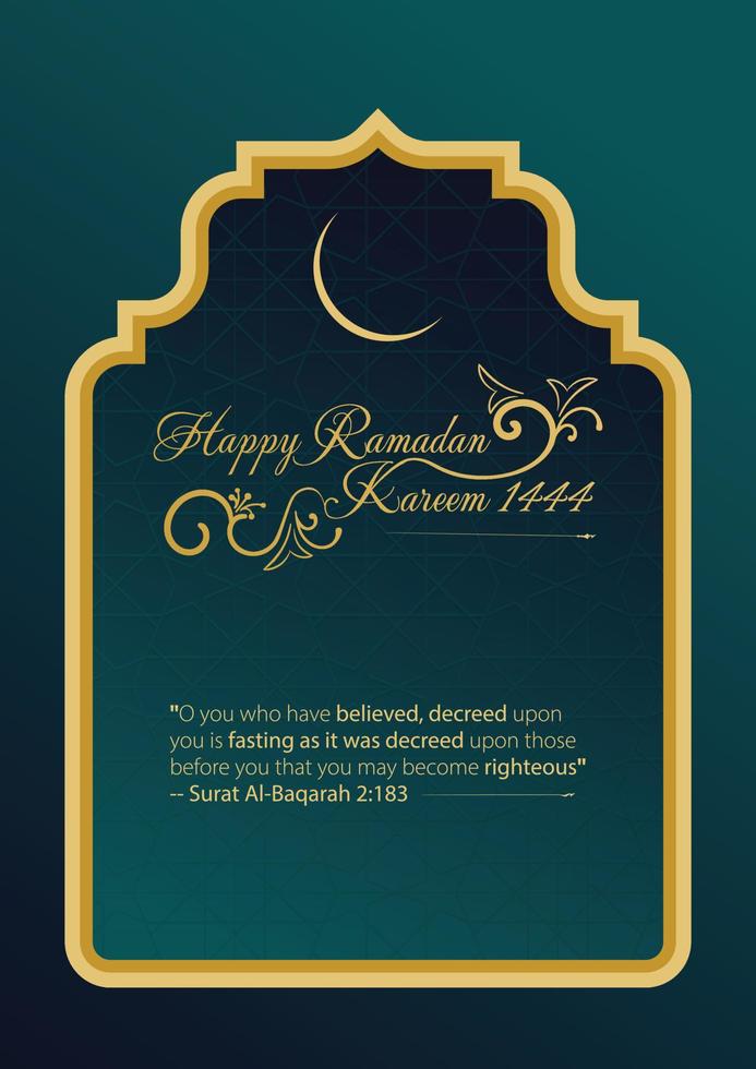 gelukkig Ramadan kareem 1444 kader ontwerp met Ramadan ayat van soera bakara vector