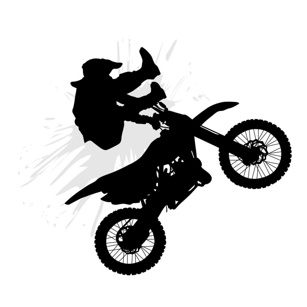 silhouet van een motorcross rijder in vrije stijl actie. vector illustratie