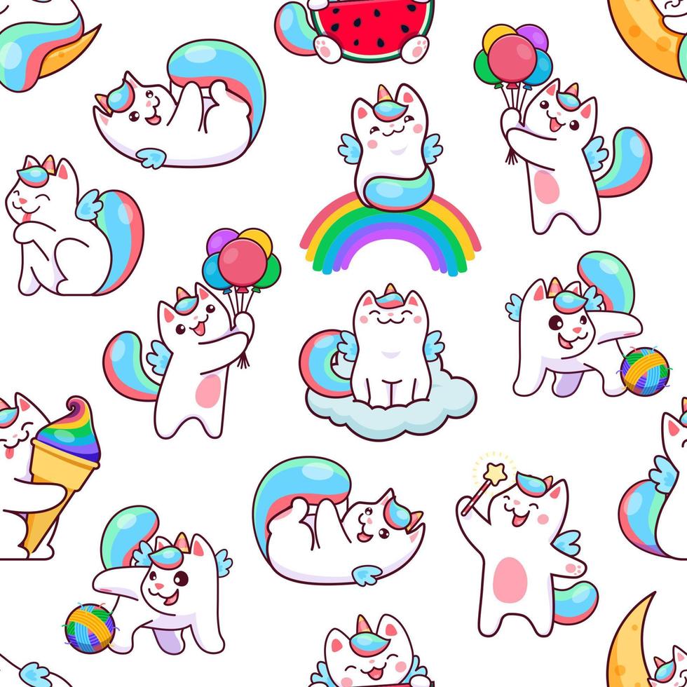 tekenfilm grappig schattig caticorn naadloos patroon vector