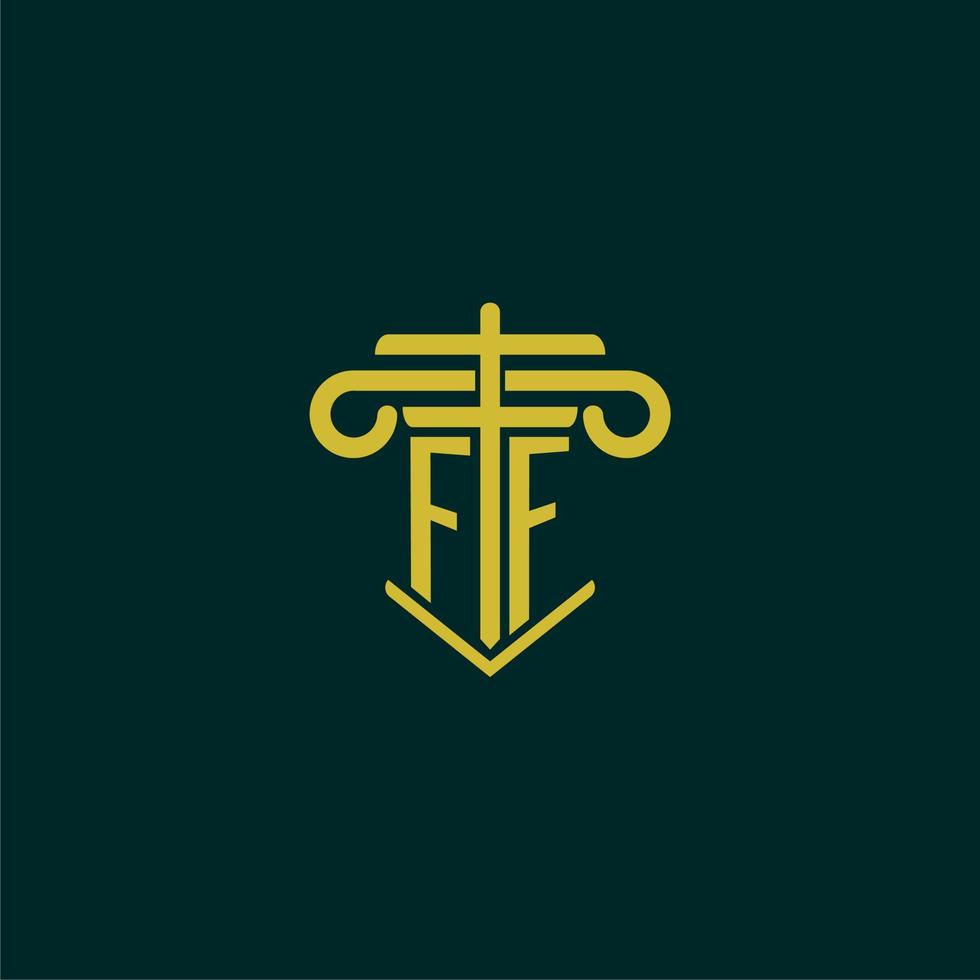 ff eerste monogram logo ontwerp voor wet firma met pijler vector beeld
