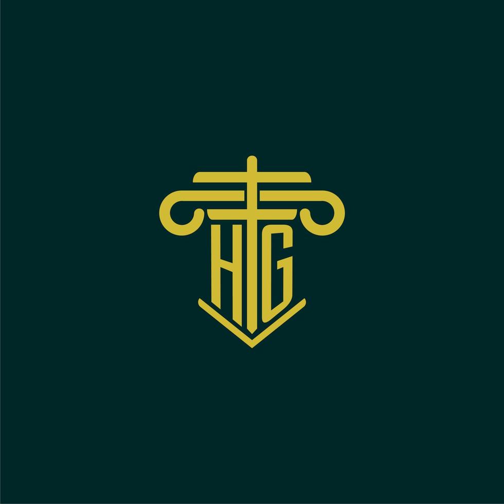 hg eerste monogram logo ontwerp voor wet firma met pijler vector beeld