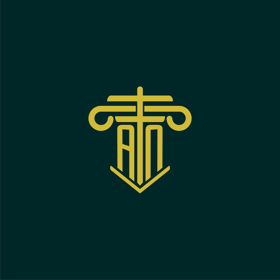 een eerste monogram logo ontwerp voor wet firma met pijler vector beeld
