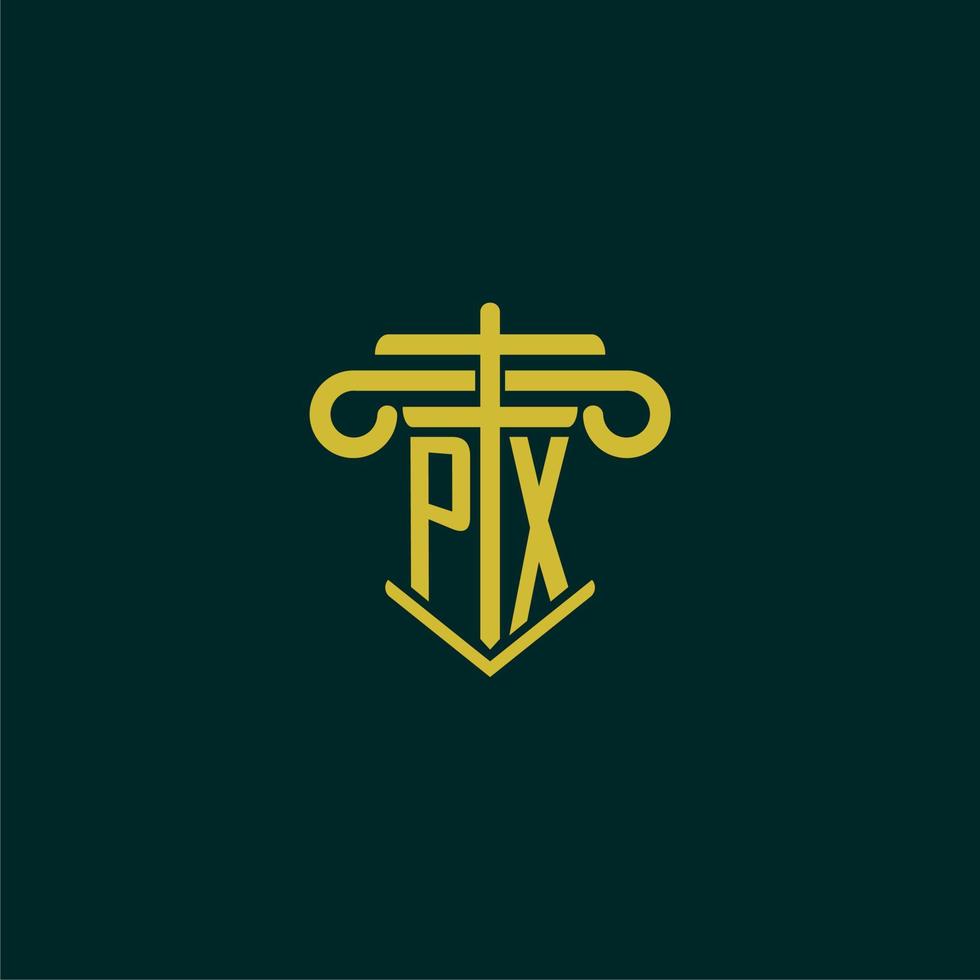 px eerste monogram logo ontwerp voor wet firma met pijler vector beeld