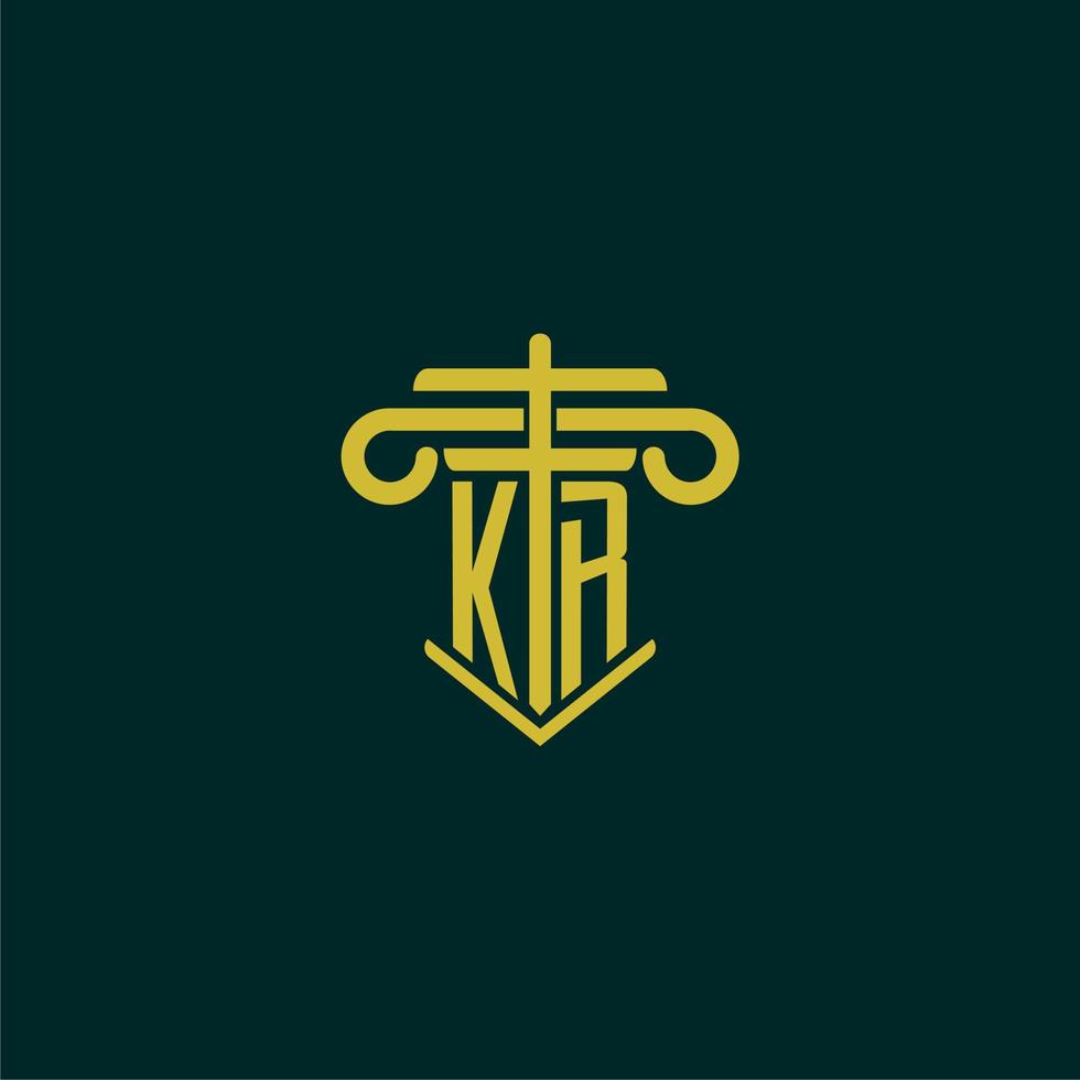 kr eerste monogram logo ontwerp voor wet firma met pijler vector beeld