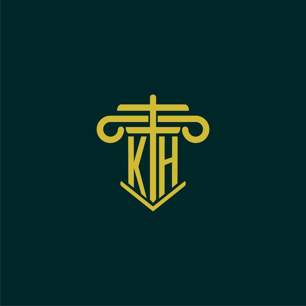 kh eerste monogram logo ontwerp voor wet firma met pijler vector beeld