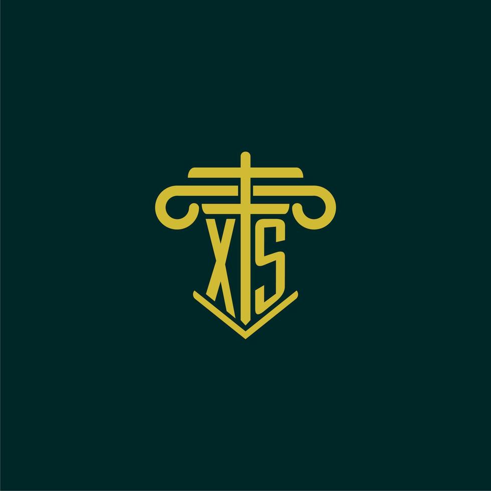 xs eerste monogram logo ontwerp voor wet firma met pijler vector beeld