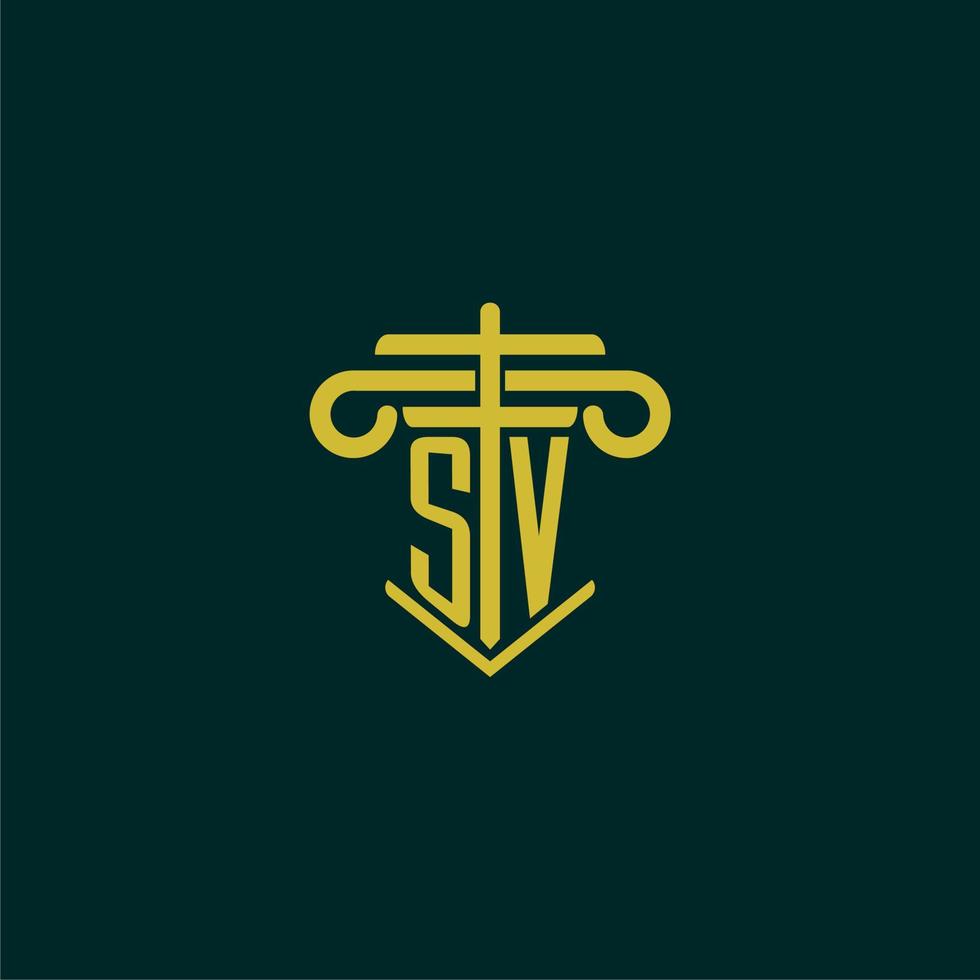 sv eerste monogram logo ontwerp voor wet firma met pijler vector beeld