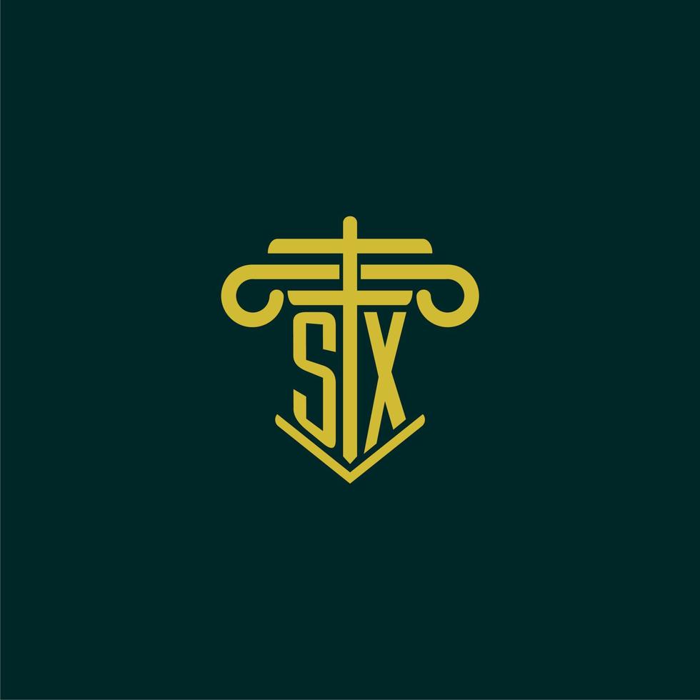 sx eerste monogram logo ontwerp voor wet firma met pijler vector beeld