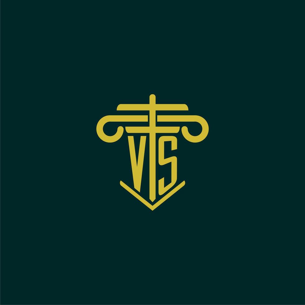 vs eerste monogram logo ontwerp voor wet firma met pijler vector beeld