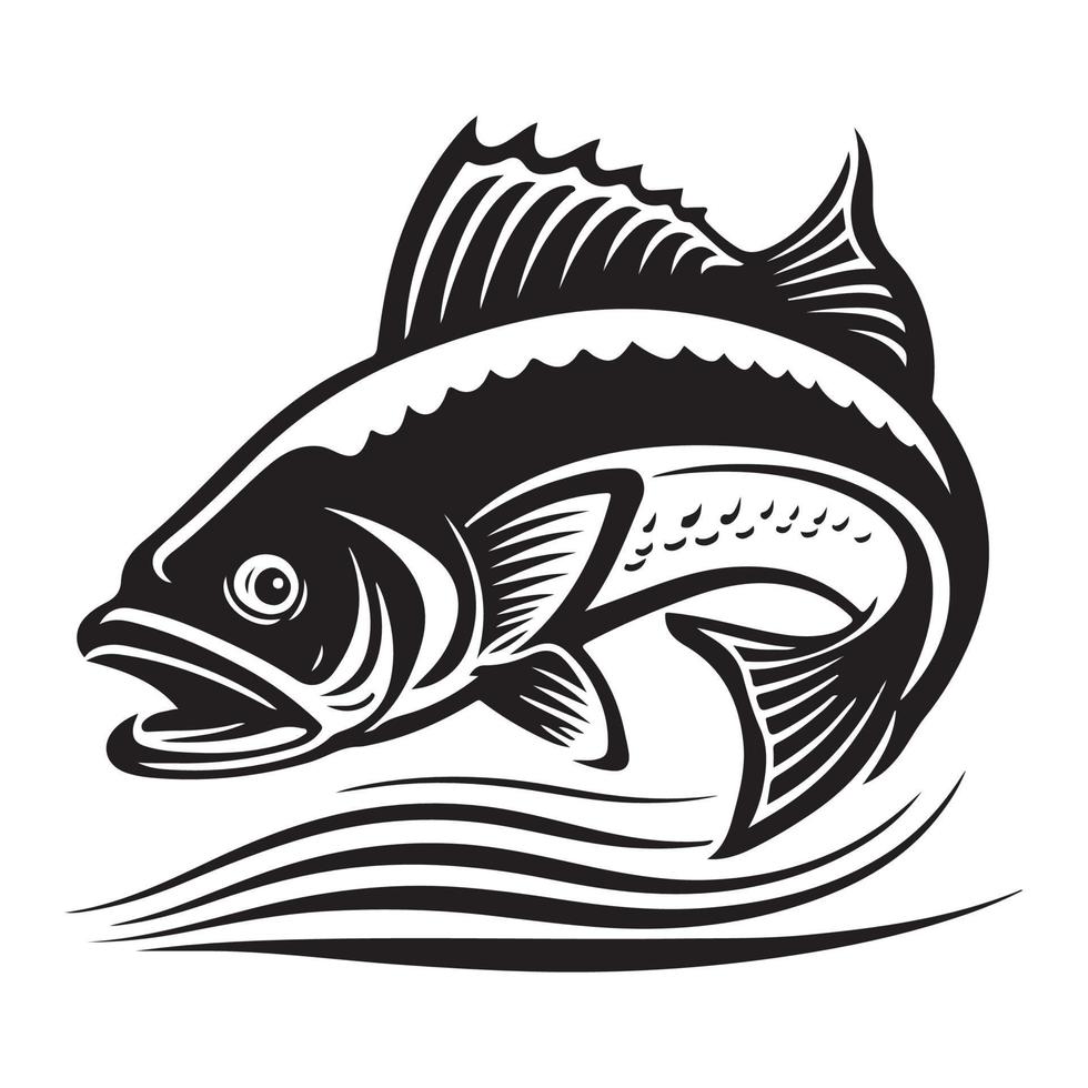 Zalm bas vis icoon geïsoleerd Aan wit achtergrond. logo ontwerp element, label, embleem, markering, merk Mark vector illustratie