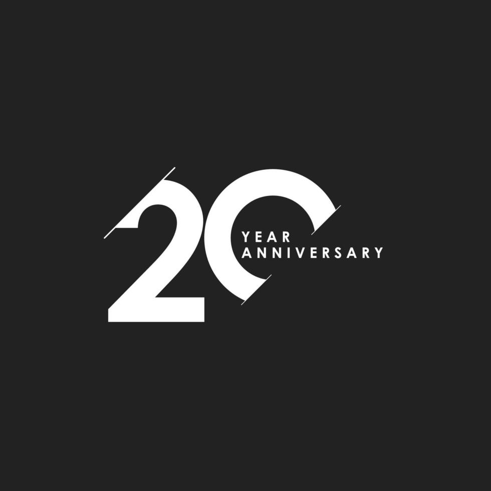 20 jaar verjaardag vector sjabloonontwerp illustratie