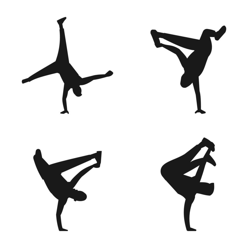 acrobatisch danser, silhouet sjabloon ontwerp vector icoon illustratie