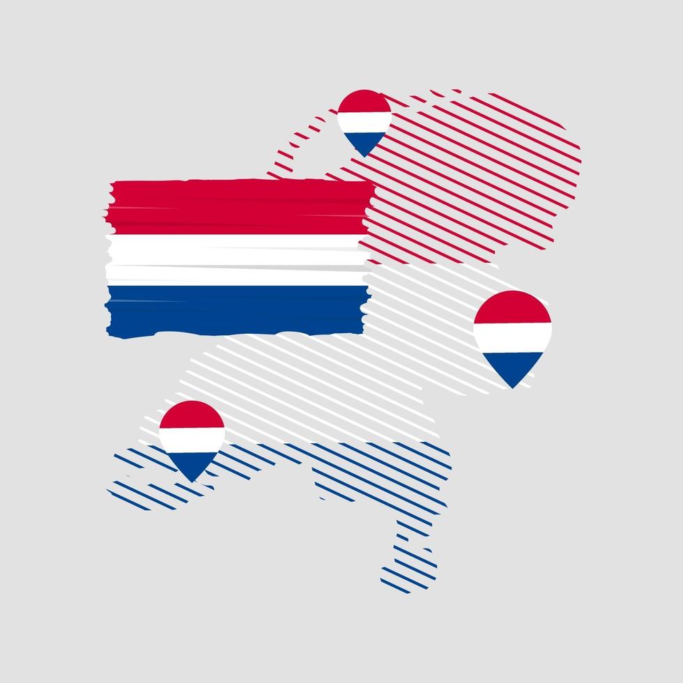 vlag van nederland met locatie op de kaart vector