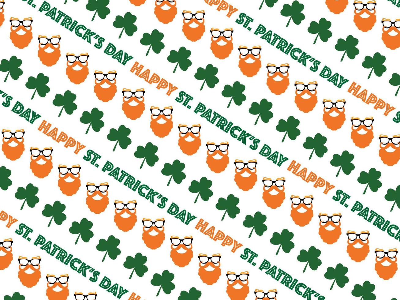 een wit achtergrond met een groen en oranje patroon dat zegt gelukkig st. Patrick dag. vector