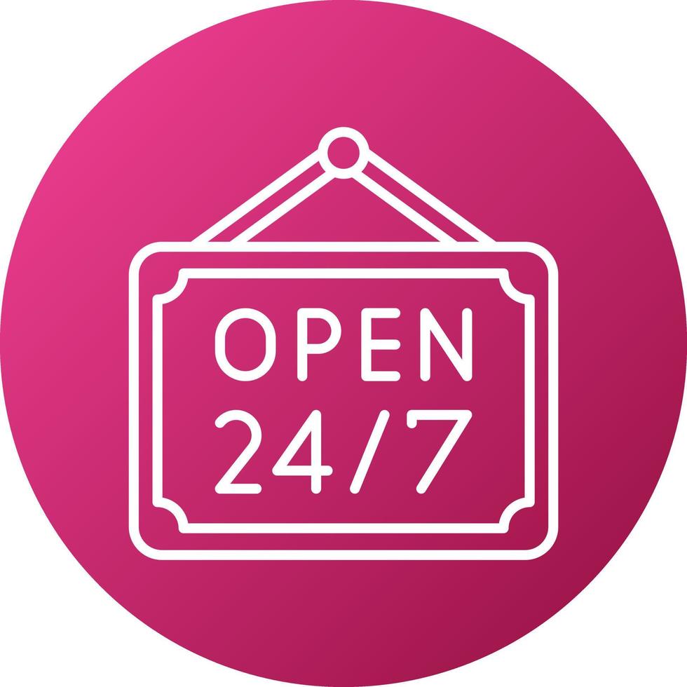 24 uur open pictogramstijl vector